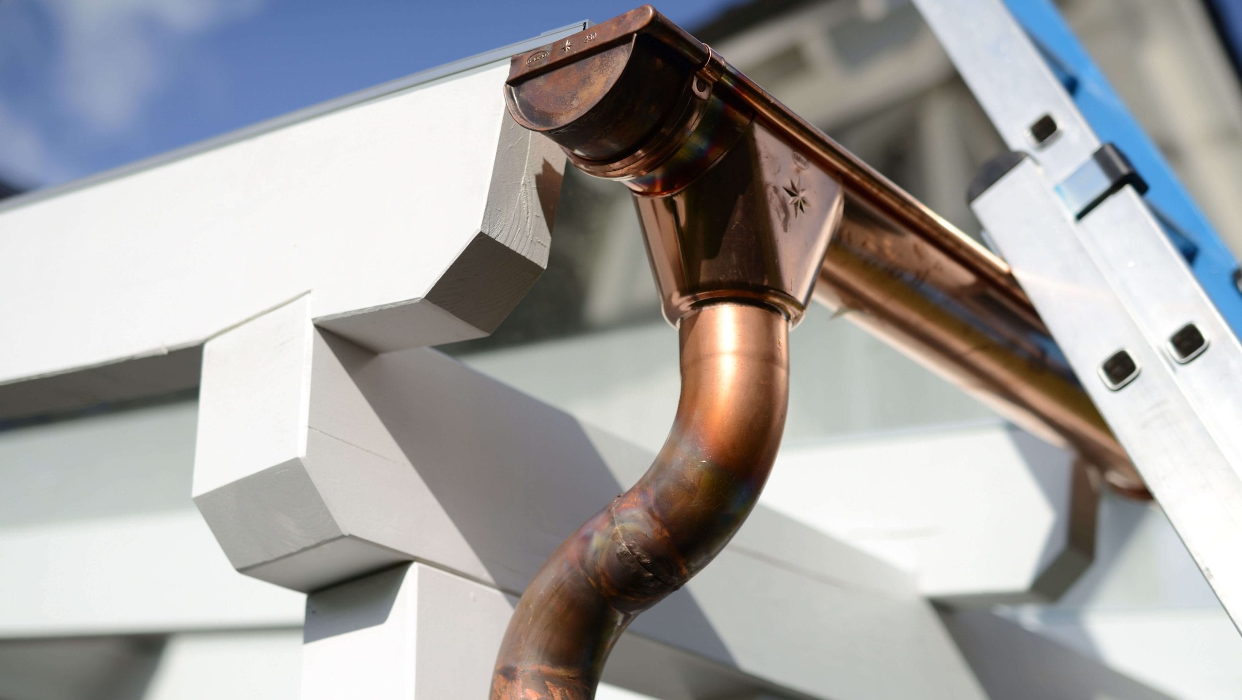 High-end copper gutters with a seamless design for residential properties in Williamsburg